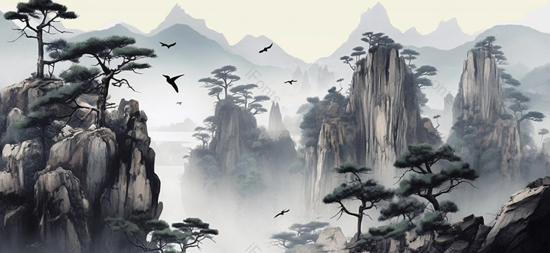 手绘中国风意境水墨山水,插画/手绘图,插画/手绘图库,插画/手绘图下载,插画/手绘